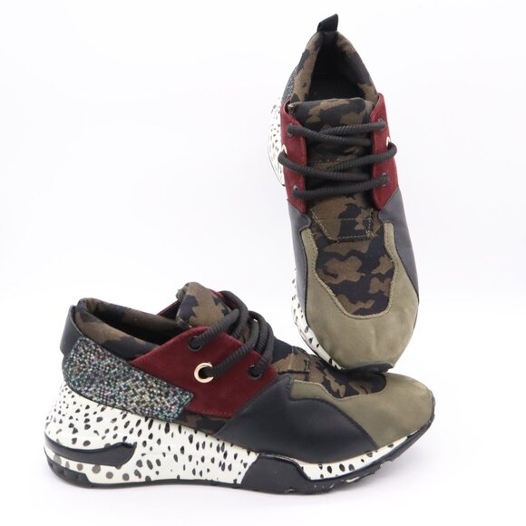 Shoes - Steve Madden Cliff Sneakers Women’s Size 7.5 Green Burgundy Camo